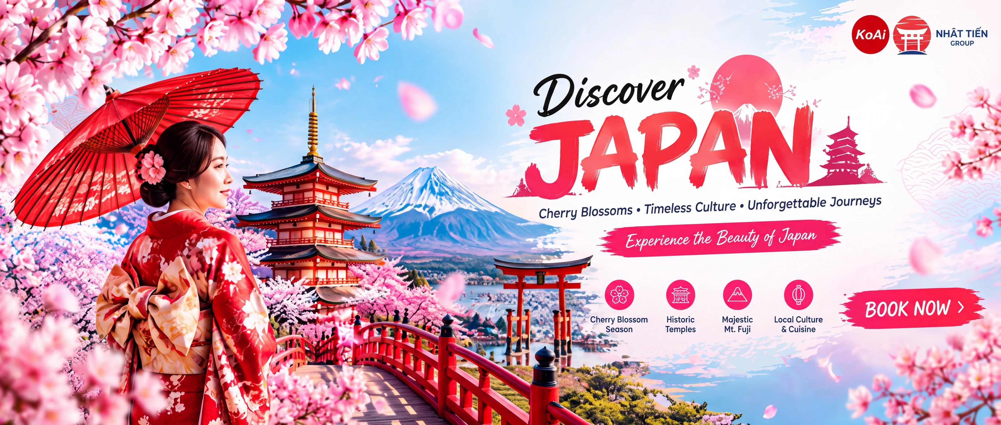 Discover Japan. Cherry blossoms, timeless culture, and unforgettable journeys. Experience historic temples, Mount Fuji, local culture and cuisine. Book now.